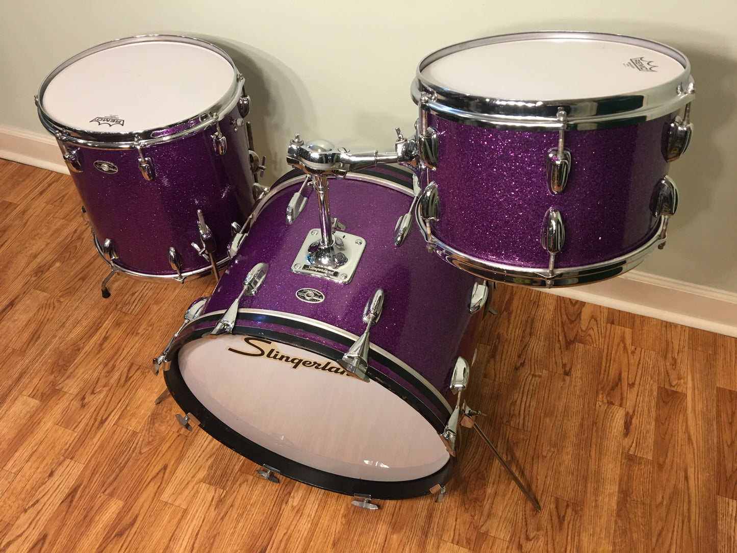 Early 1970s Slingerland Purple Sparkle "No. 9N Modern Jazz Outfit" Drum Set 20" 12" 14"