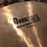 16" Zildjian K Dark Crash Cymbal Medium Thin 1092g
