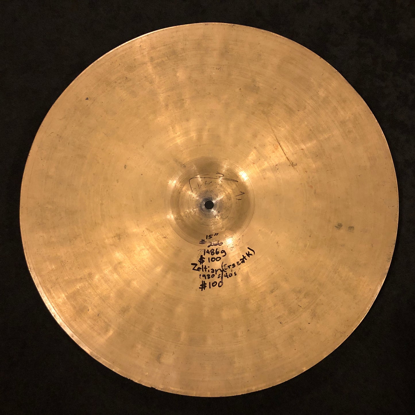 15" Zeltian 1930s/40s Small Ride Cymbal 1486g #266