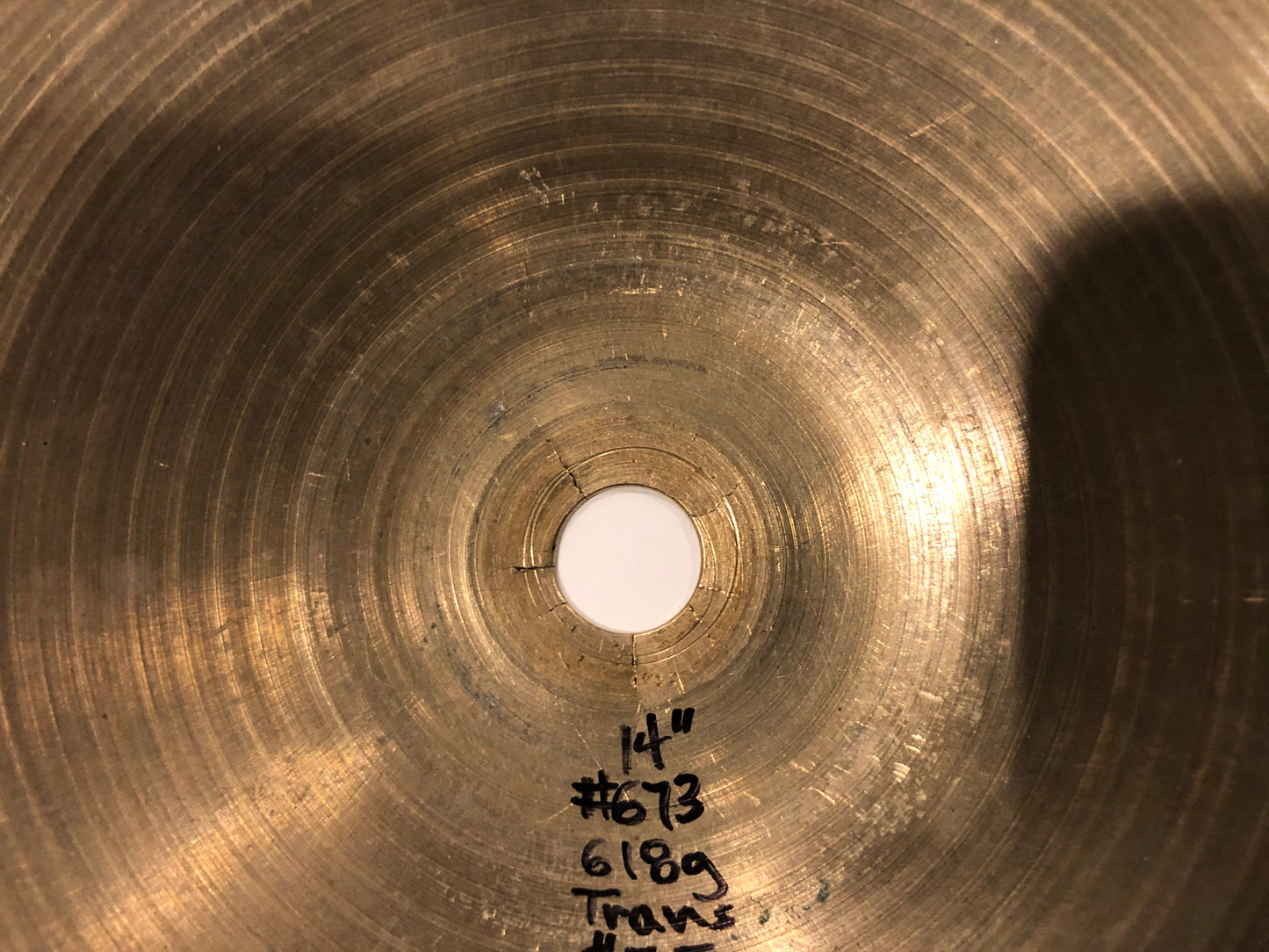 14" Zildjian A Trans Stamp Hi-Hat Single / Crash Cymbal 618g #673