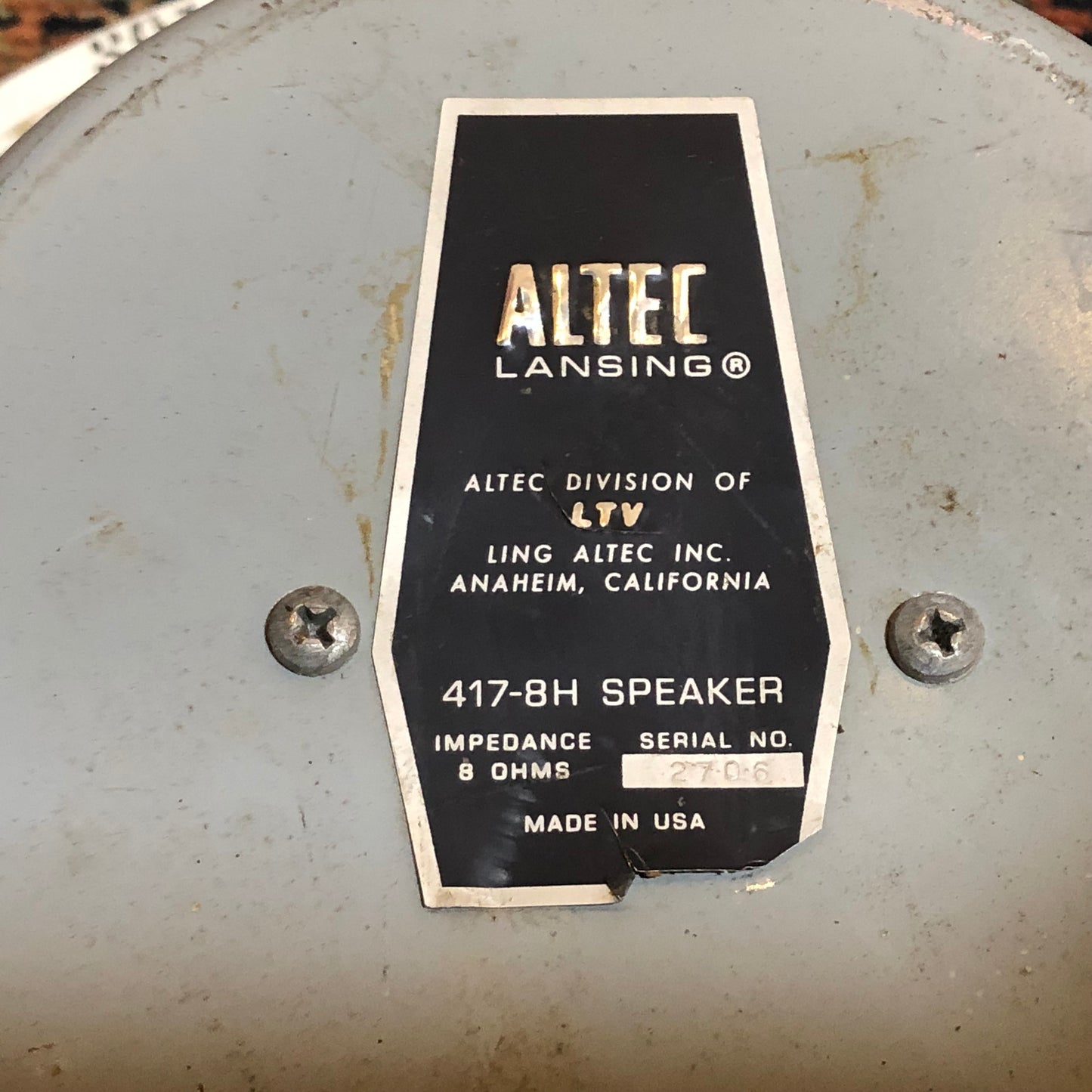 Vintage 12" Altec 417-8H Speaker 8 Ohms Santana