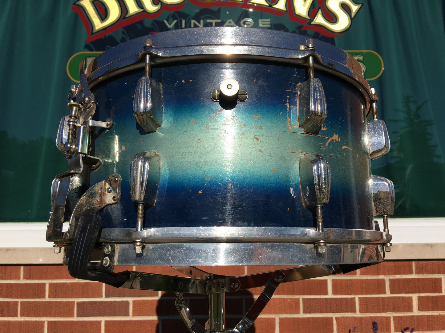Slingerland Radio King 1944-45 WWII era 7"x14" Blue-Silver Duco Snare Drum