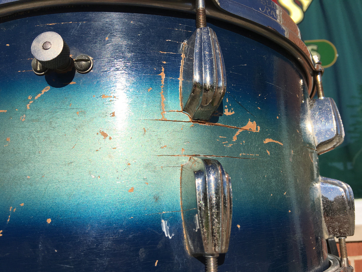 Slingerland Radio King 1944-45 WWII era 7"x14" Blue-Silver Duco Snare Drum