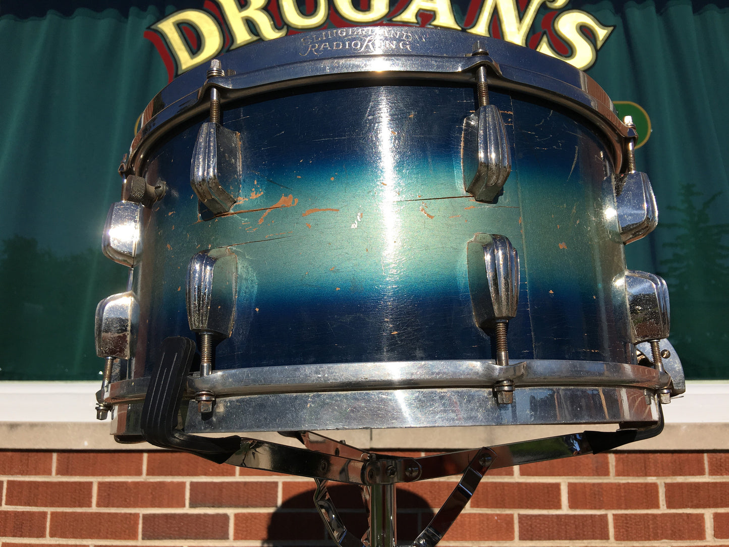 Slingerland Radio King 1944-45 WWII era 7"x14" Blue-Silver Duco Snare Drum
