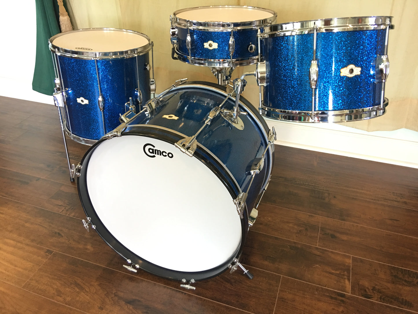 1960s Camco Oaklawn Blue Sparkle Tuxedo Eddie Knight Drum Set