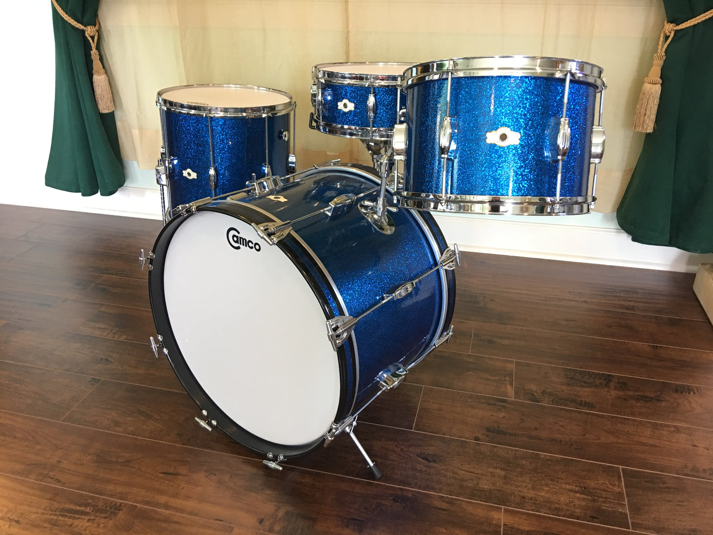1960s Camco Oaklawn Blue Sparkle Tuxedo Eddie Knight Drum Set