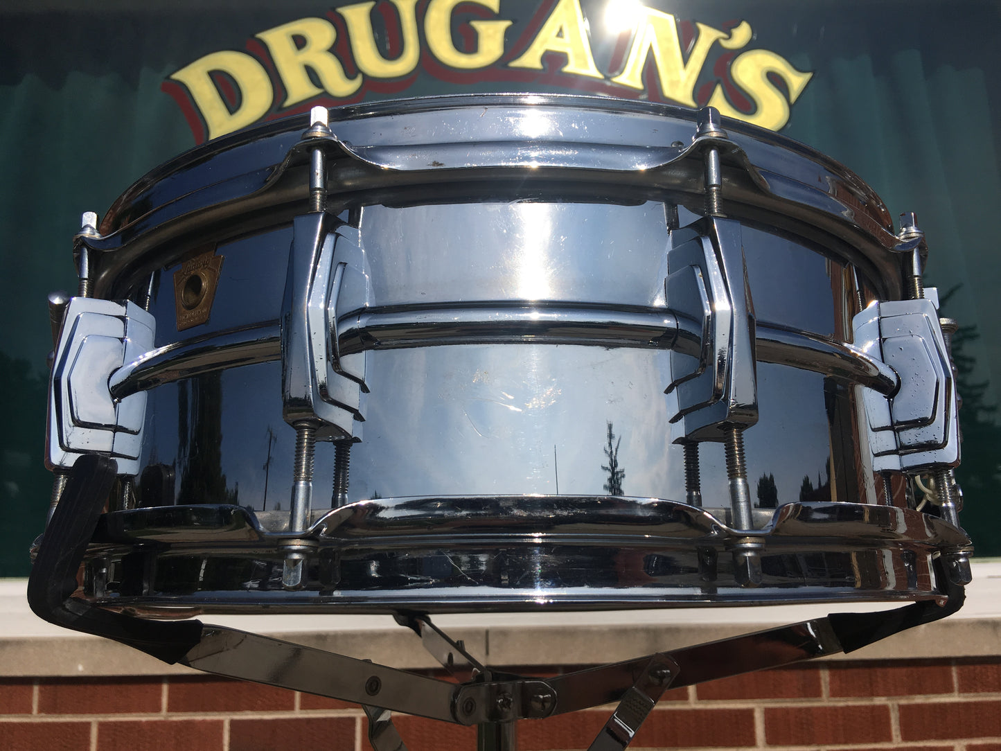 Vintage 1963 Ludwig Supraphonic Crome Over Brass 5x14 Snare Drum Pre Serial #