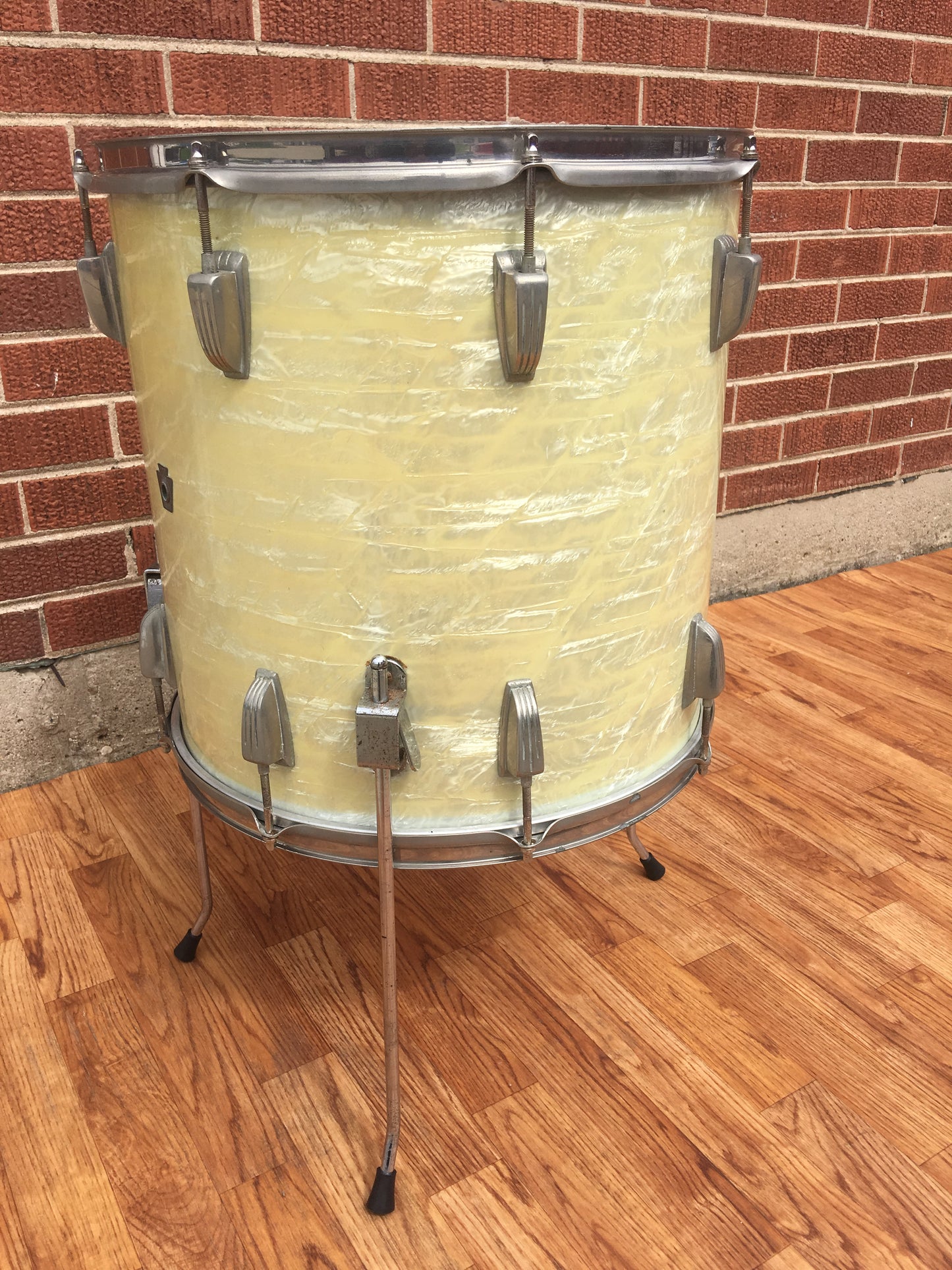 1955-59 WFL Ludwig 16x16 Floor Tom White Marine Pearl