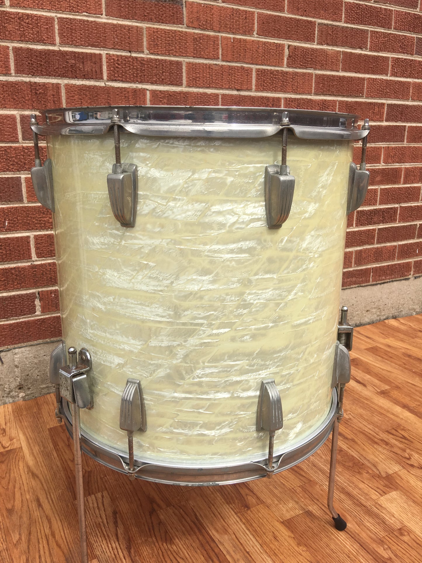 1955-59 WFL Ludwig 16x16 Floor Tom White Marine Pearl