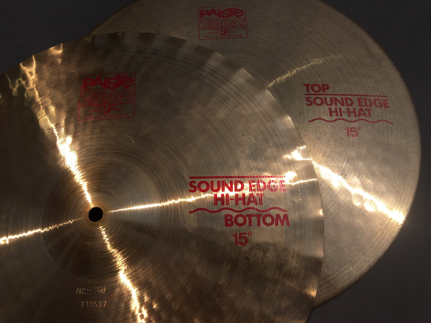15" Vintage 1982 Paiste 2002 Sound Edge Red Label Hi Hat Pair 1106g/1226g #476
