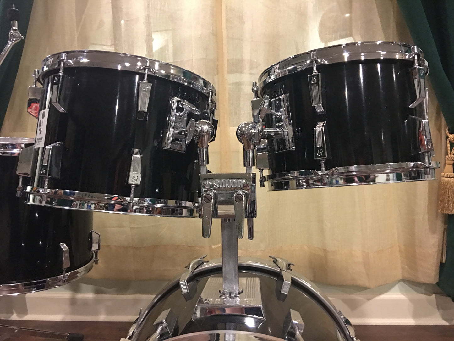 Vintage Sonor Phonic Drum Set 9 Ply Beachwood Clean & Original - Black 4pc