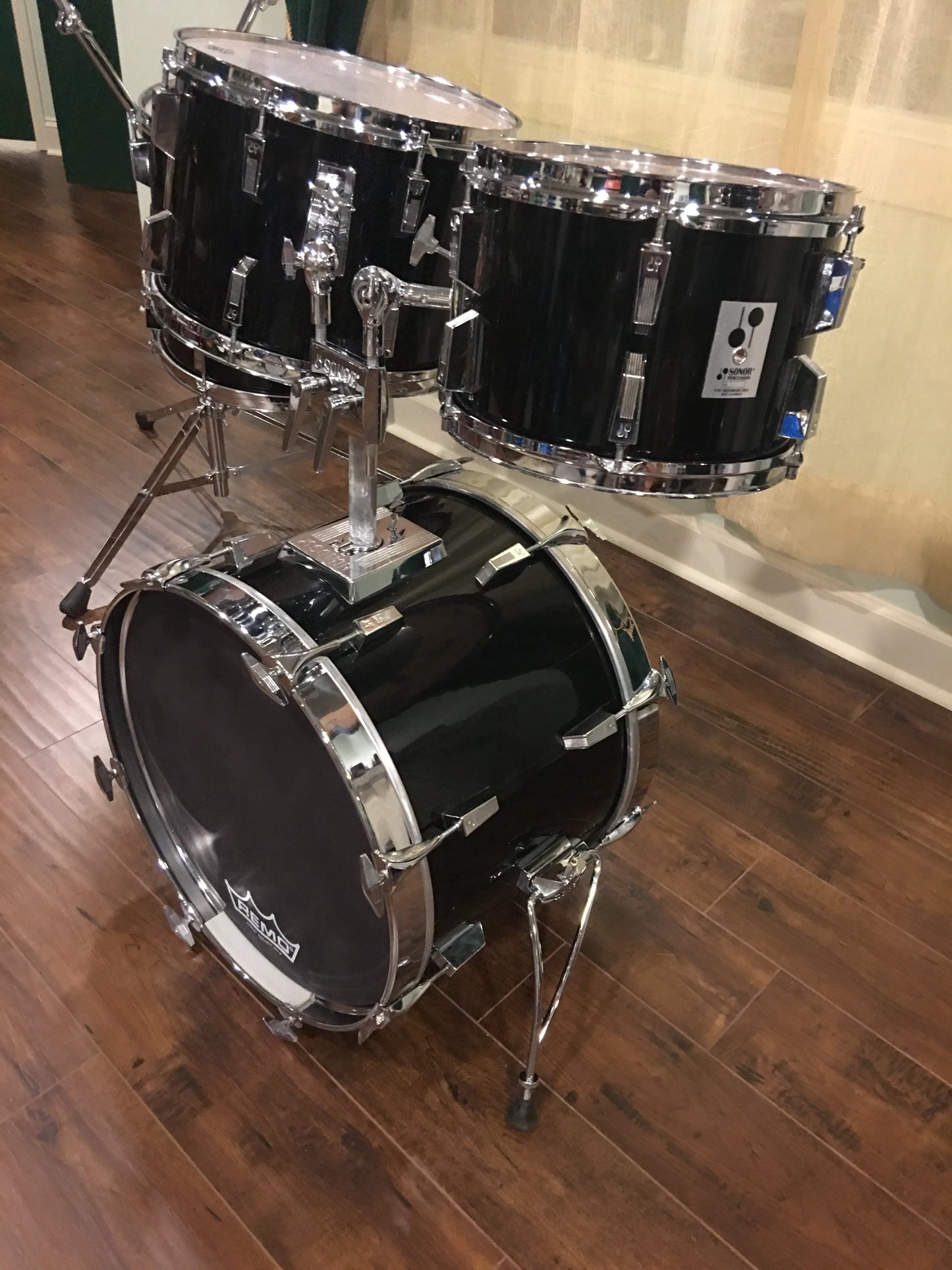 Vintage Sonor Phonic Drum Set 9 Ply Beachwood Clean & Original - Black 4pc