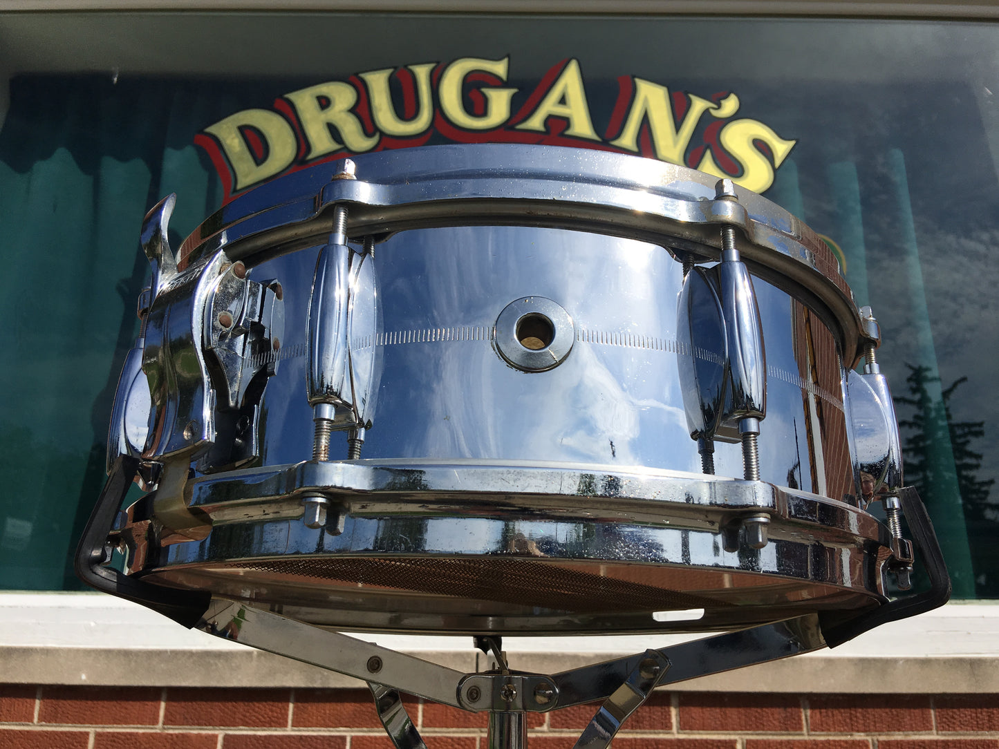 1969 Gretsch 5x14 Brass 4160 Round Badge Snare Drum 5X14