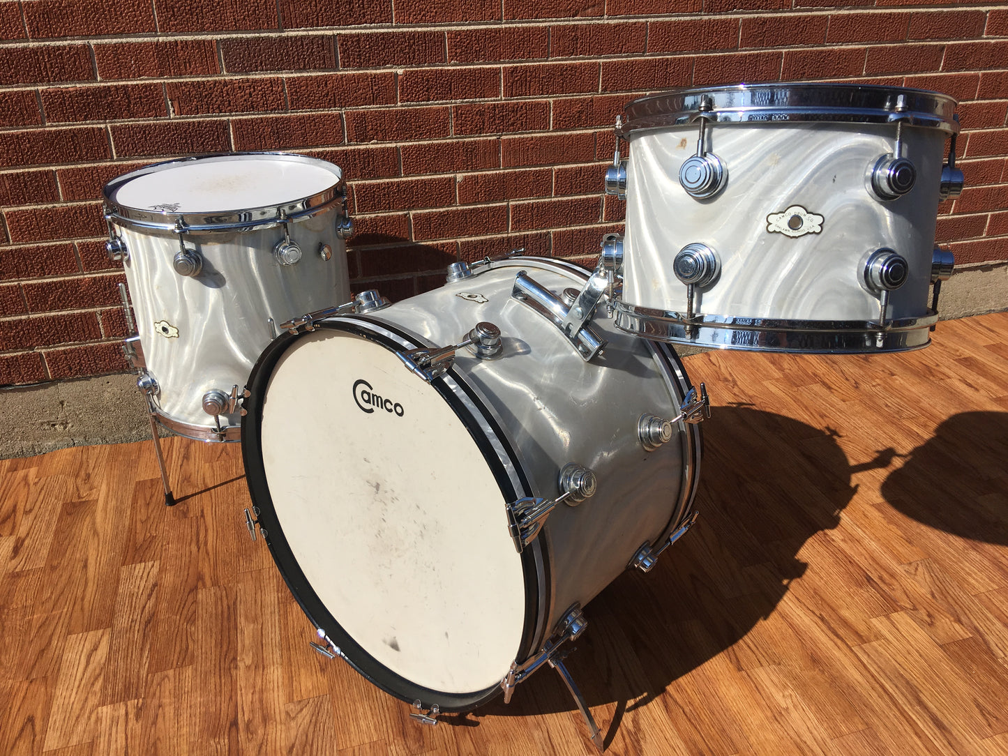 1960s Camco Oaklawn White Moire Aristocrat Drum Set 20/12/14