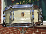 1960 Ludwig Trans Badge Keystone Jazz Festival Snare White Marine Pearl - NICE!
