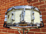 1960 Ludwig Trans Badge Keystone Jazz Festival Snare White Marine Pearl - NICE!