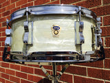 1960 Ludwig Trans Badge Keystone Jazz Festival Snare White Marine Pearl - NICE!