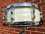 1960 Ludwig Trans Badge Keystone Jazz Festival Snare White Marine Pearl - NICE!