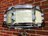 1960 Ludwig Trans Badge Keystone Jazz Festival Snare White Marine Pearl - NICE!