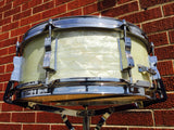 1960 Ludwig Trans Badge Keystone Jazz Festival Snare White Marine Pearl - NICE!