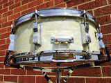 1960 Ludwig Trans Badge Keystone Jazz Festival Snare White Marine Pearl - NICE!