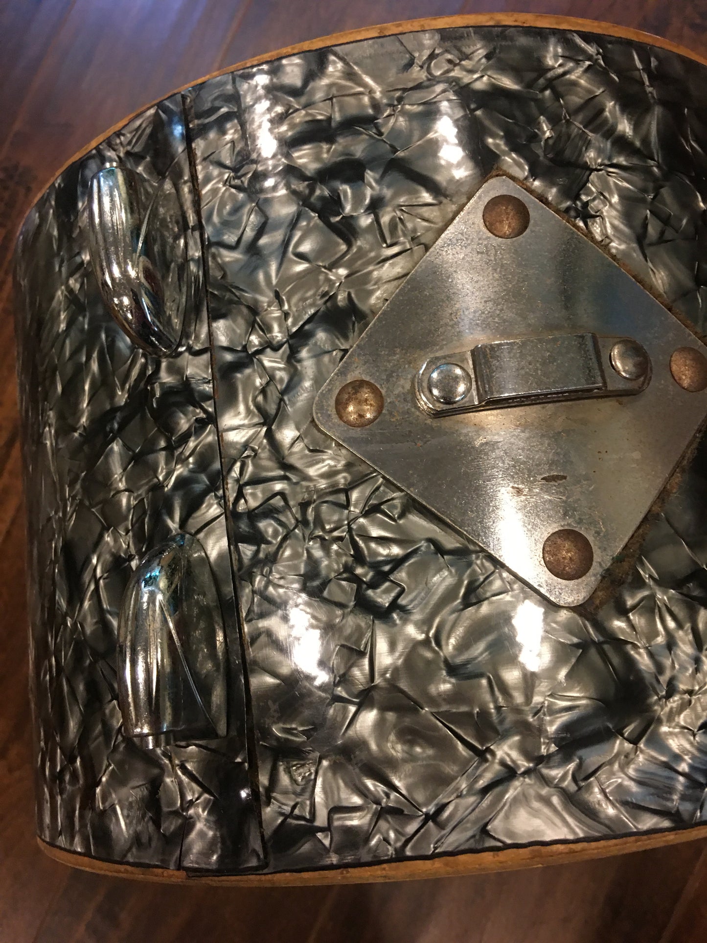 1960s Gretsch Round Badge 8x12 Progressive Jazz Tom Drum Black Diamond Pearl #2