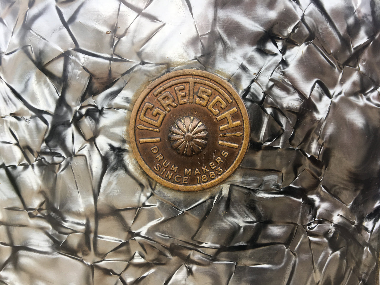 1960s Gretsch Round Badge 8x12 Progressive Jazz Tom Drum Black Diamond Pearl #2