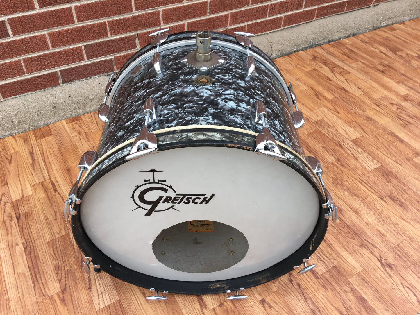 1960s Gretsch Round Badge 14x20 Bass Drum Black Diamond Pearl