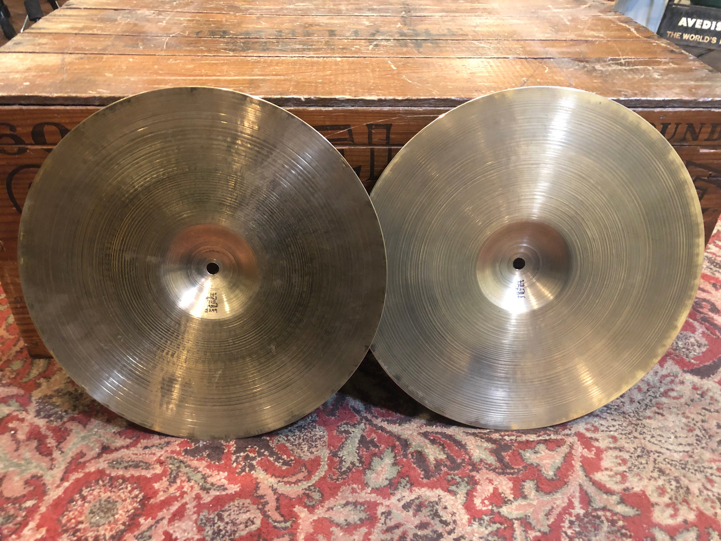 1950s Zildjian A 14" Hi-Hat Cymbal Pair 728g/792g #763