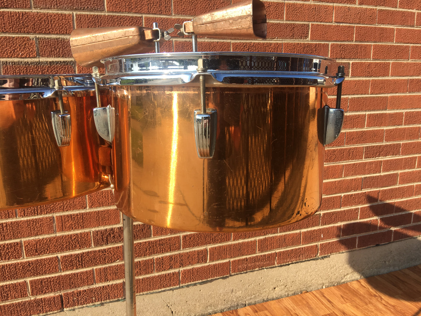 1948-52 WFL / Ludwig Timbale Drum Set With Dual Cowbells and Stand  10.5" & 13"