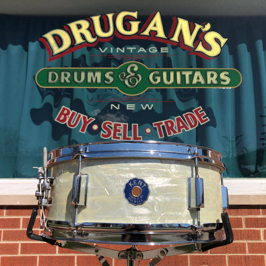 Vintage Kent 5x14 Snare Drum White Marine Pearl