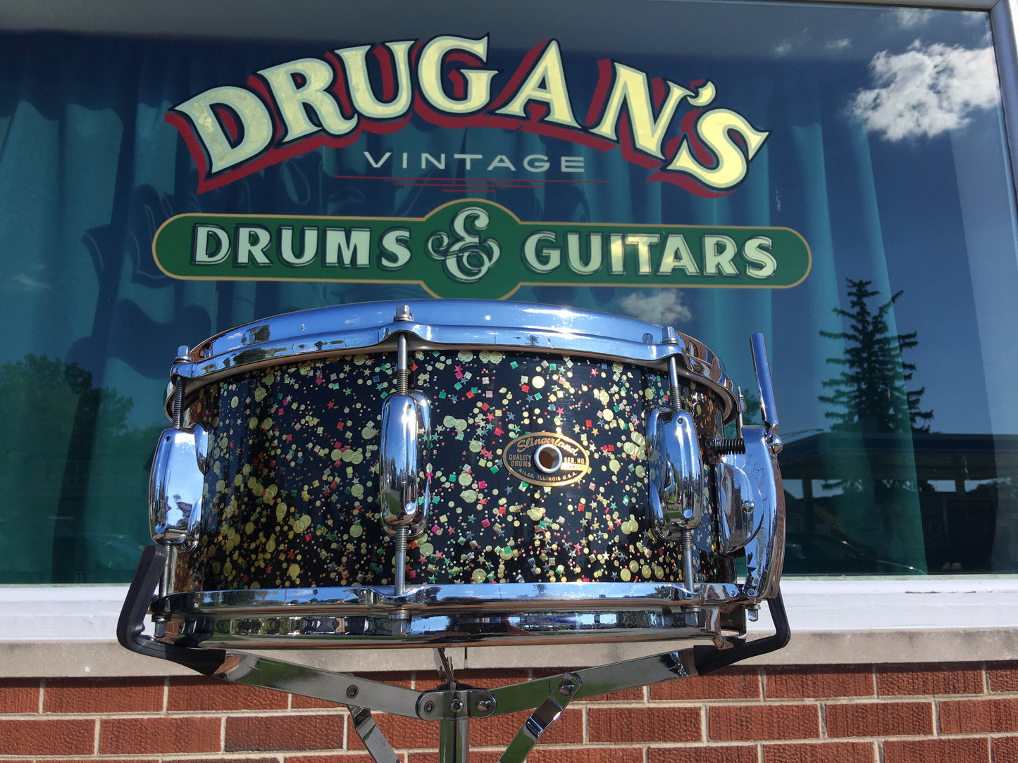 1962 Slingerland Mardi Gras Radio King Super Gene Krupa 5.5x14 Solid Shell Snare Drum