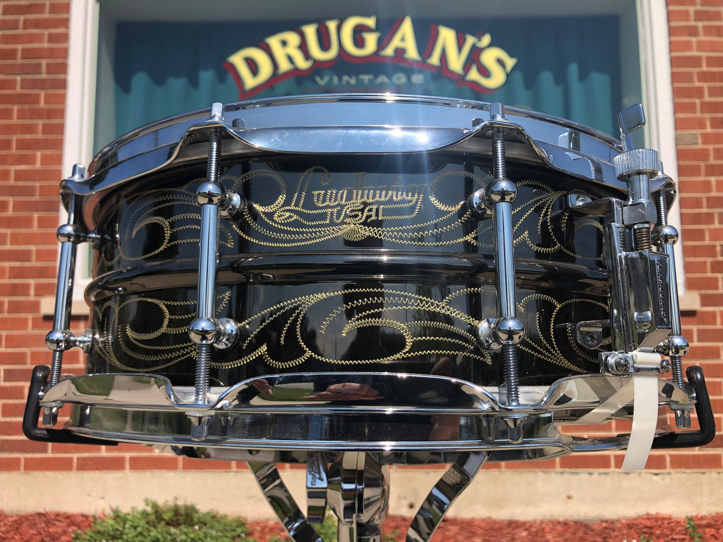 N.O.S. 1999 Ludwig 5x14 Wm. F. Ludwig II Signed 90th Anniversary John Aldridge Engraved Black Beauty Snare Drum w/ Case