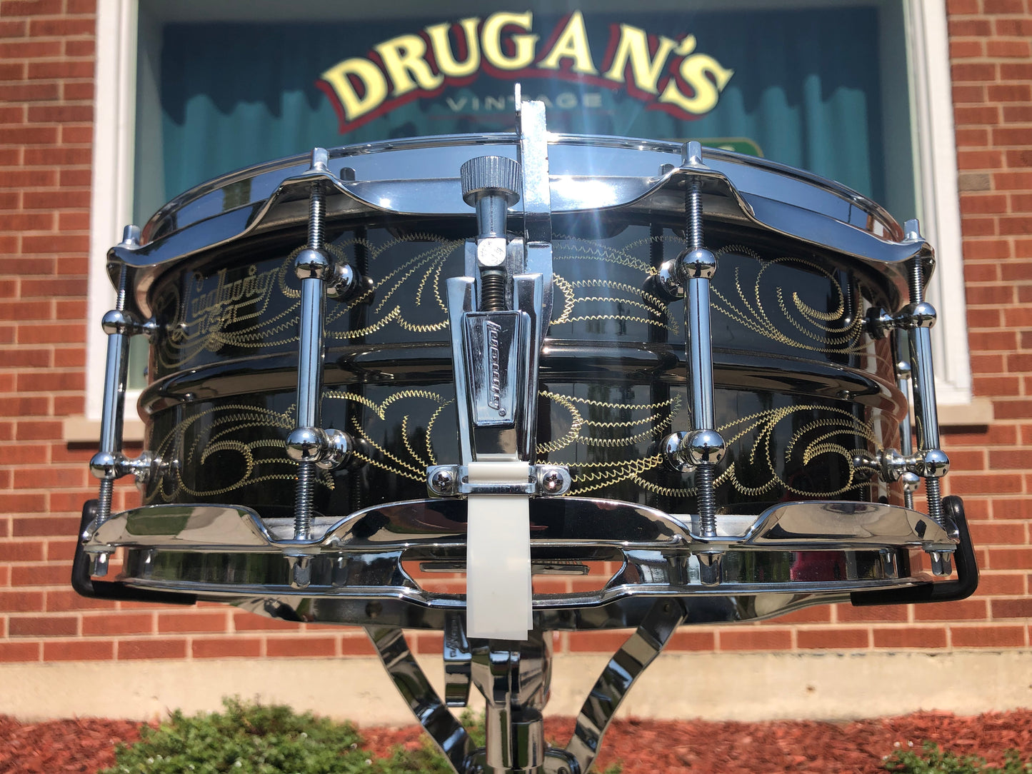 N.O.S. 1999 Ludwig 5x14 Wm. F. Ludwig II Signed 90th Anniversary John Aldridge Engraved Black Beauty Snare Drum w/ Case