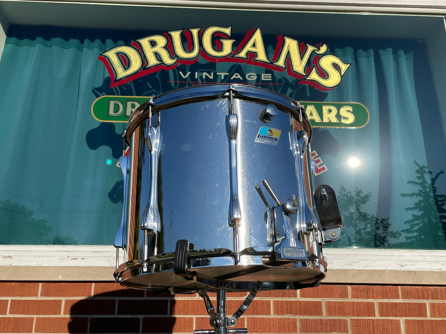 1970s Ludwig 12x15 Marching Snare Drum Chrome Over Steel