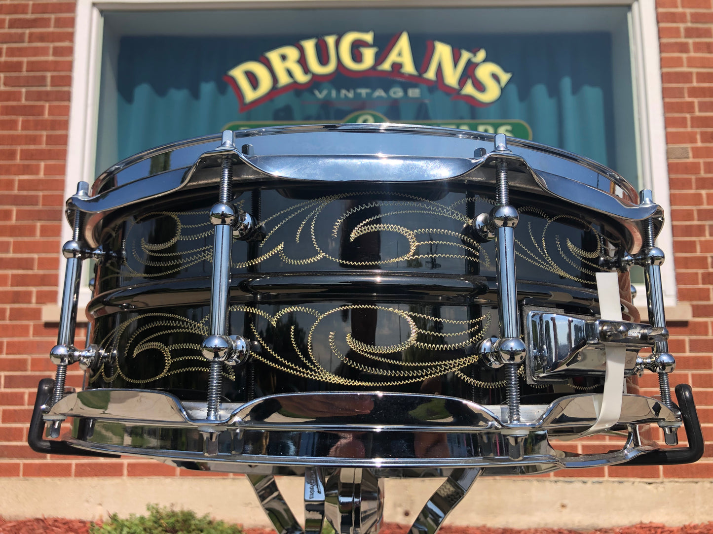 N.O.S. 1999 Ludwig 5x14 Wm. F. Ludwig II Signed 90th Anniversary John Aldridge Engraved Black Beauty Snare Drum w/ Case