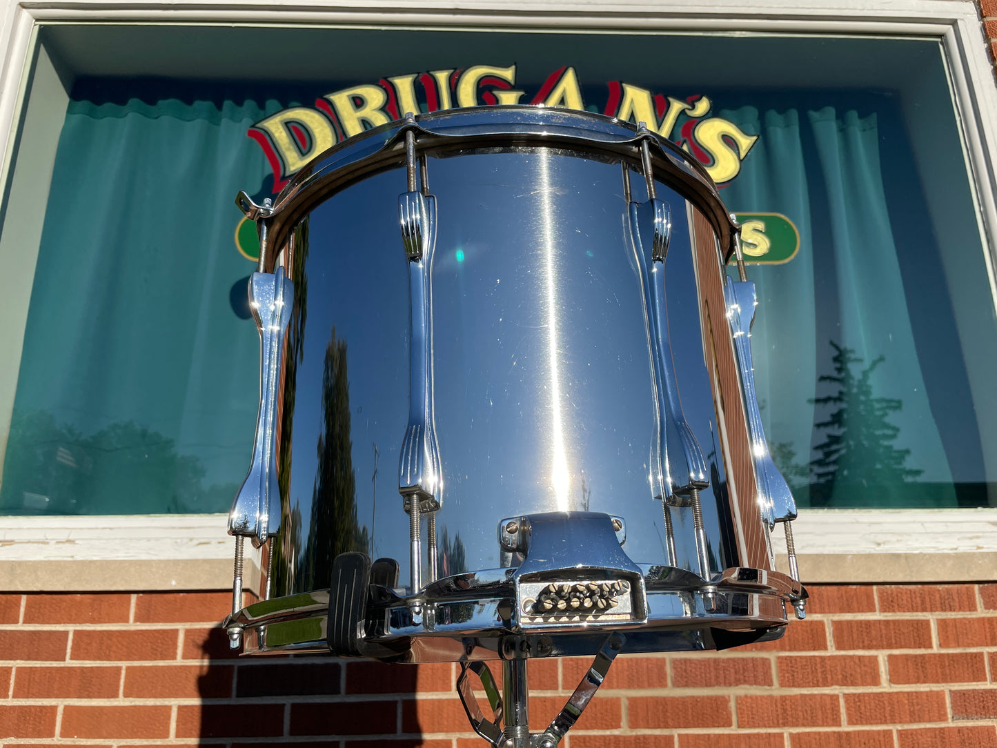 1970s Ludwig 12x15 Marching Snare Drum Chrome Over Steel