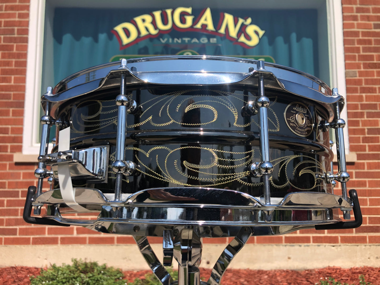 N.O.S. 1999 Ludwig 5x14 Wm. F. Ludwig II Signed 90th Anniversary John Aldridge Engraved Black Beauty Snare Drum w/ Case