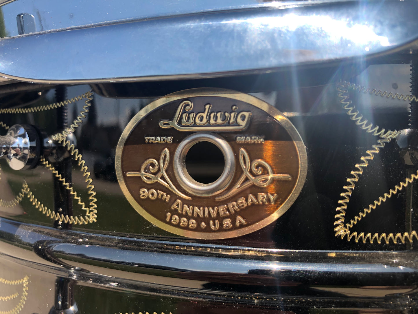 N.O.S. 1999 Ludwig 5x14 Wm. F. Ludwig II Signed 90th Anniversary John Aldridge Engraved Black Beauty Snare Drum w/ Case