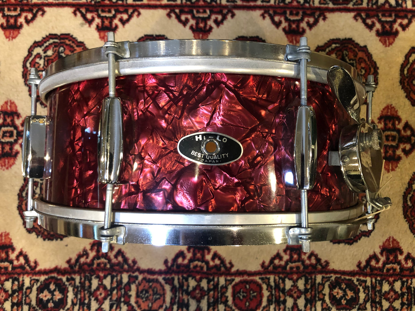 Vintage Hi-Lo 5.5x14 Snare Drum Ruby Red Diamond Pearl HyLo MIJ
