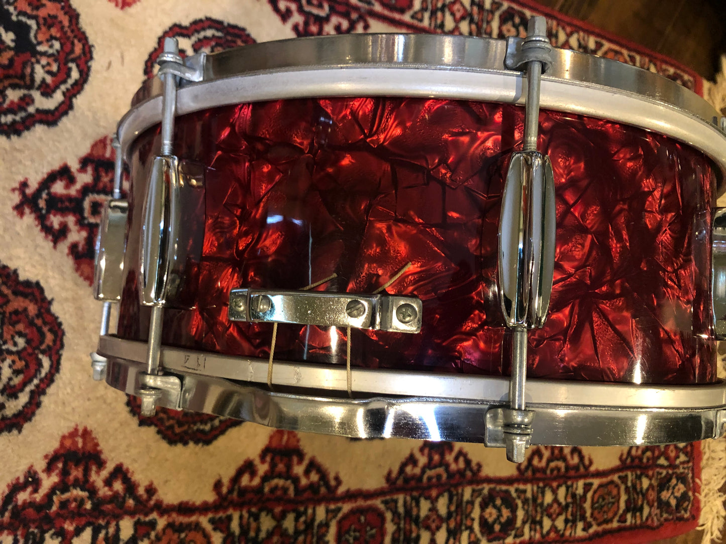 Vintage Hi-Lo 5.5x14 Snare Drum Ruby Red Diamond Pearl HyLo MIJ