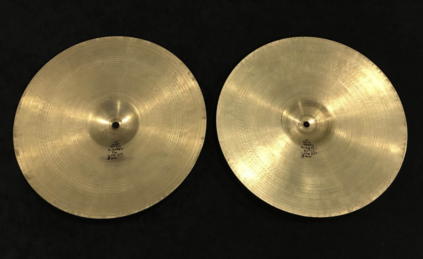 14" Zildjian A 1950's Thin Hi Hat Cymbals 652g & 660g # 210