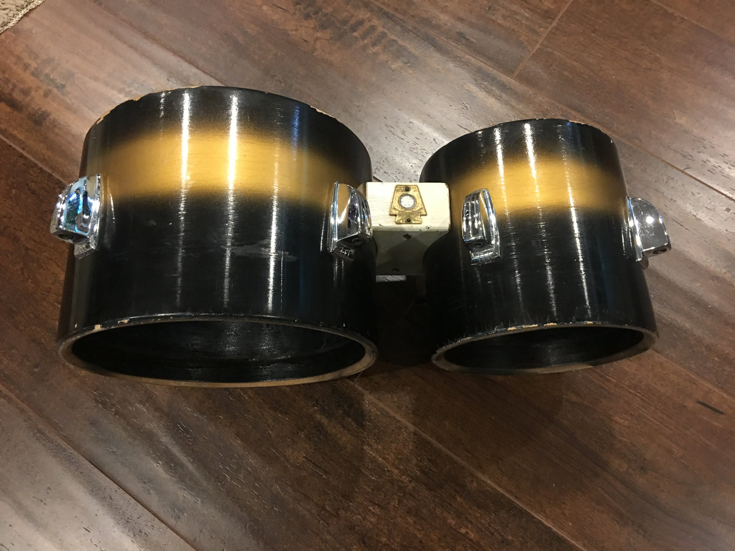 Vintage 1960s Ludwig Black & Gold Duco 6" & 8" Bongo Drums