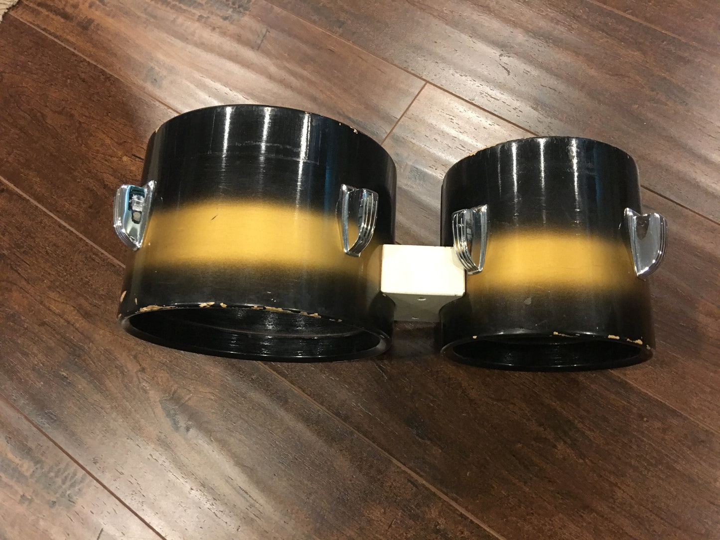 Vintage 1960s Ludwig Black & Gold Duco 6" & 8" Bongo Drums