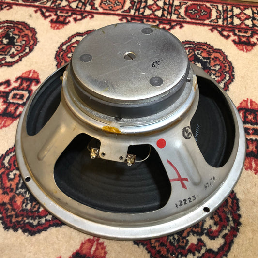 1974 Hiwatt 12" Fane 122231 Purple Back Guitar Speaker 15 Ohms