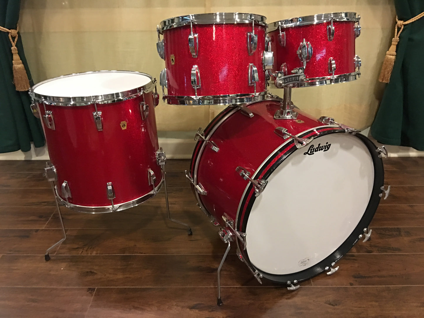 Ludwig 1968 Hollywood Drum Set - Red Sparkle