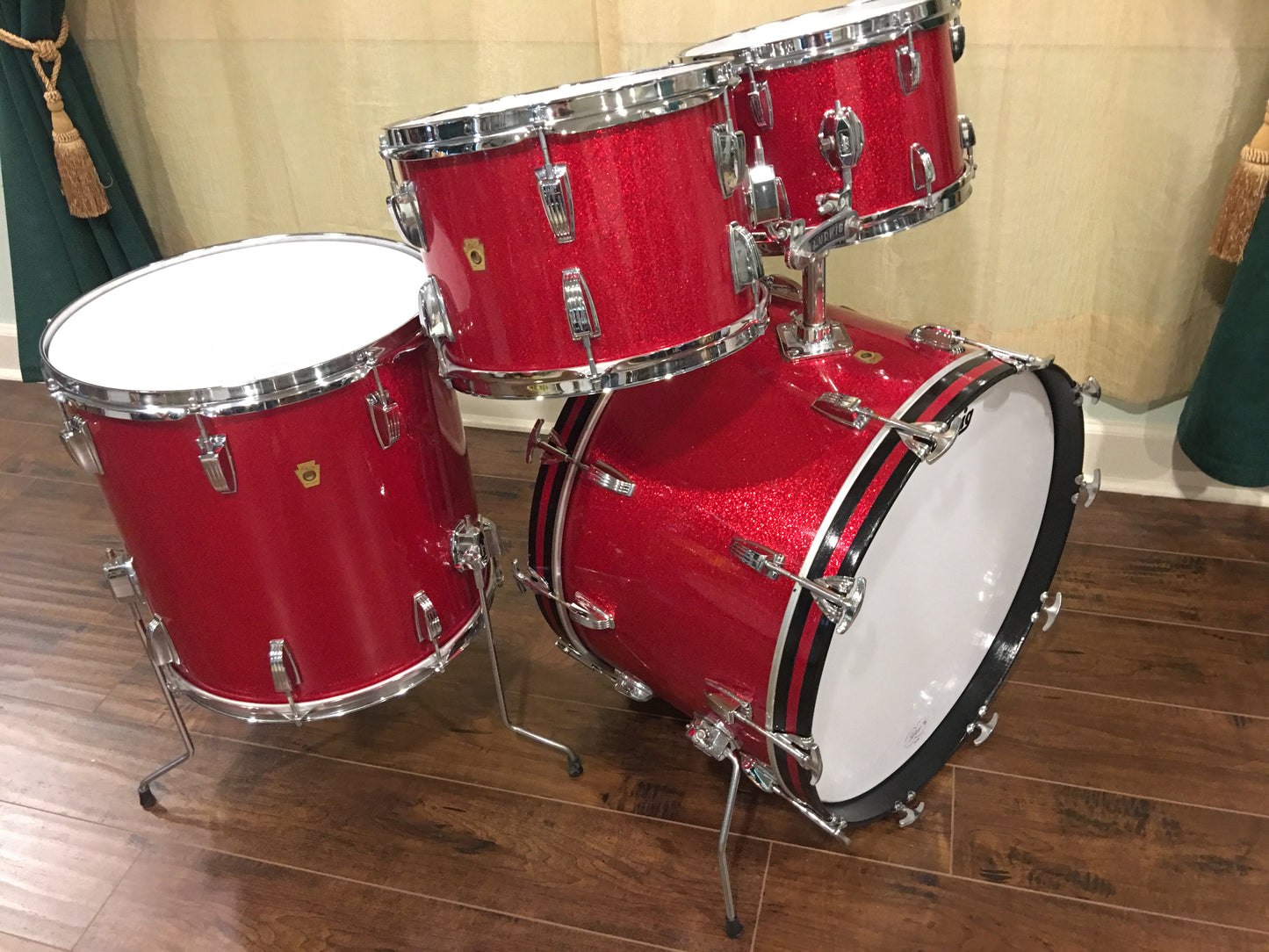 Ludwig 1968 Hollywood Drum Set - Red Sparkle