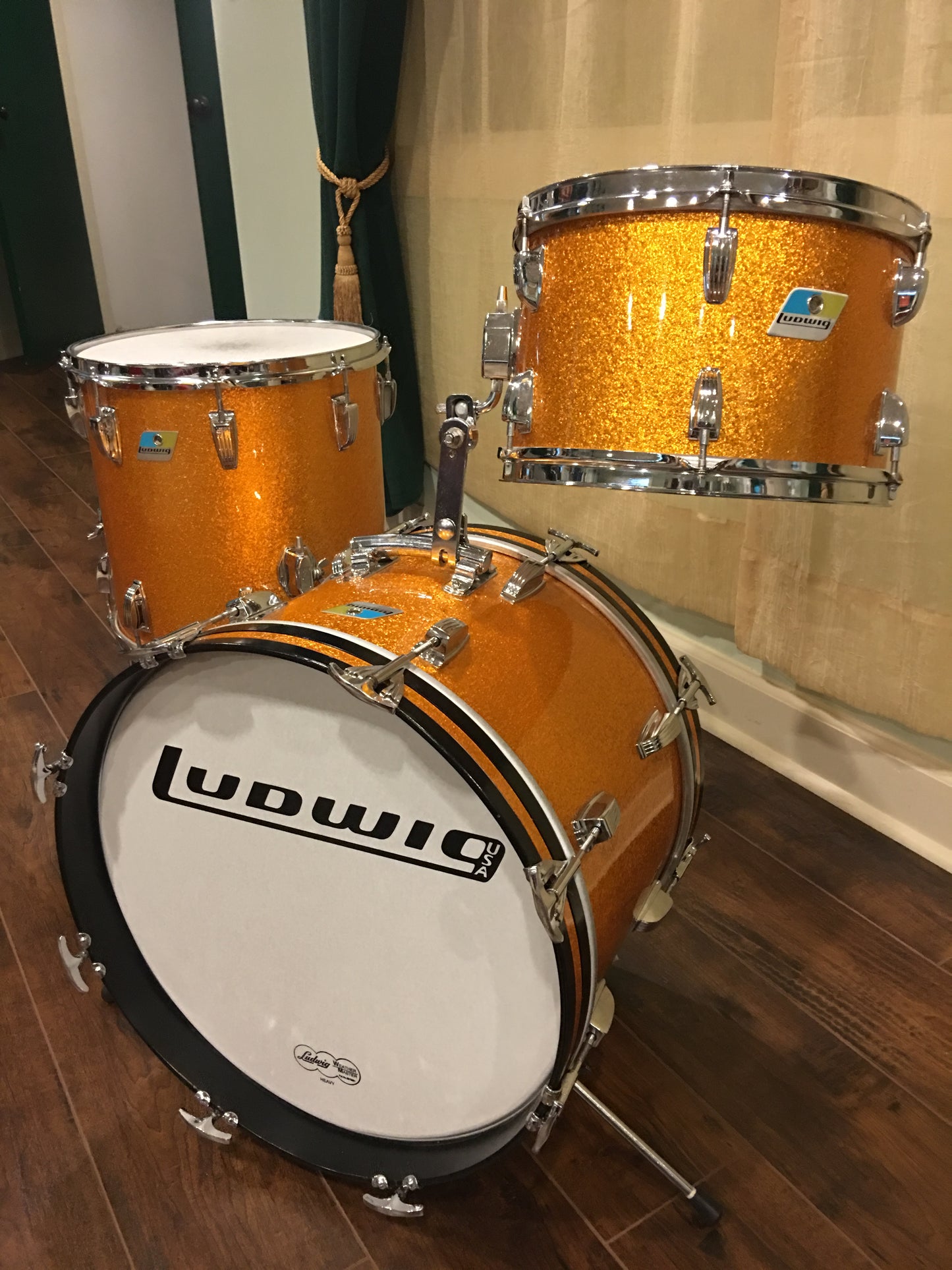 Ludwig 1970s Jazzette Drum Set Gold Sparkle 18/12/14