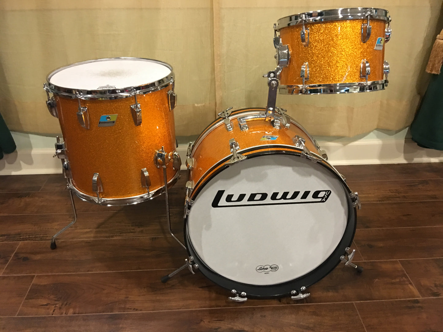 Ludwig 1970s Jazzette Drum Set Gold Sparkle 18/12/14