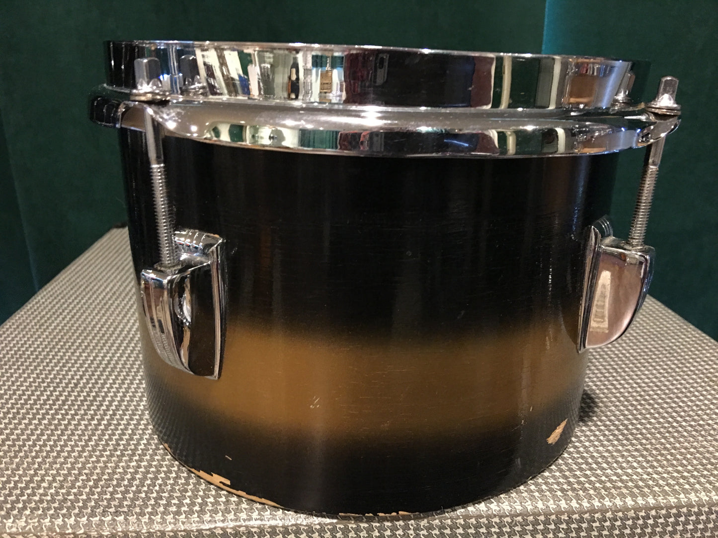 Vintage 1960s Ludwig Black & Gold Duco 6" & 8" Bongo Drums